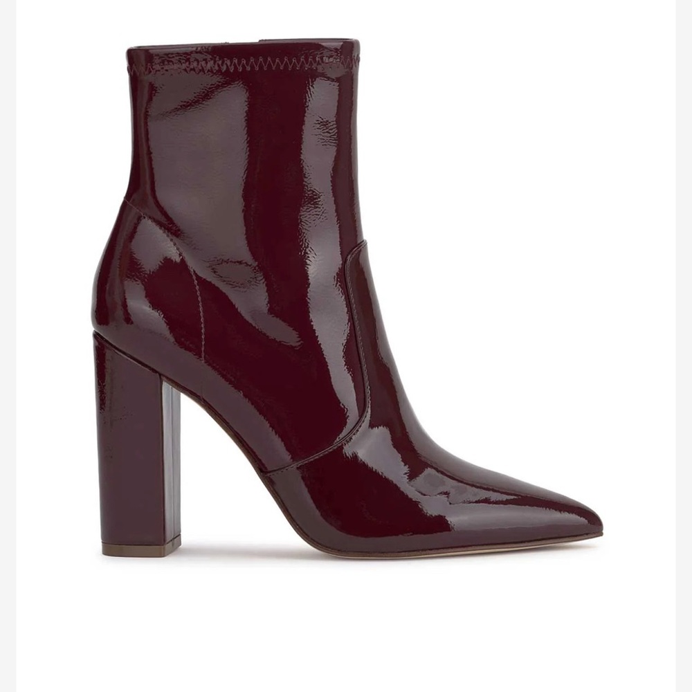New Jessica Simpson Burgandy Heeled Boots with Sleek Pointed Toe